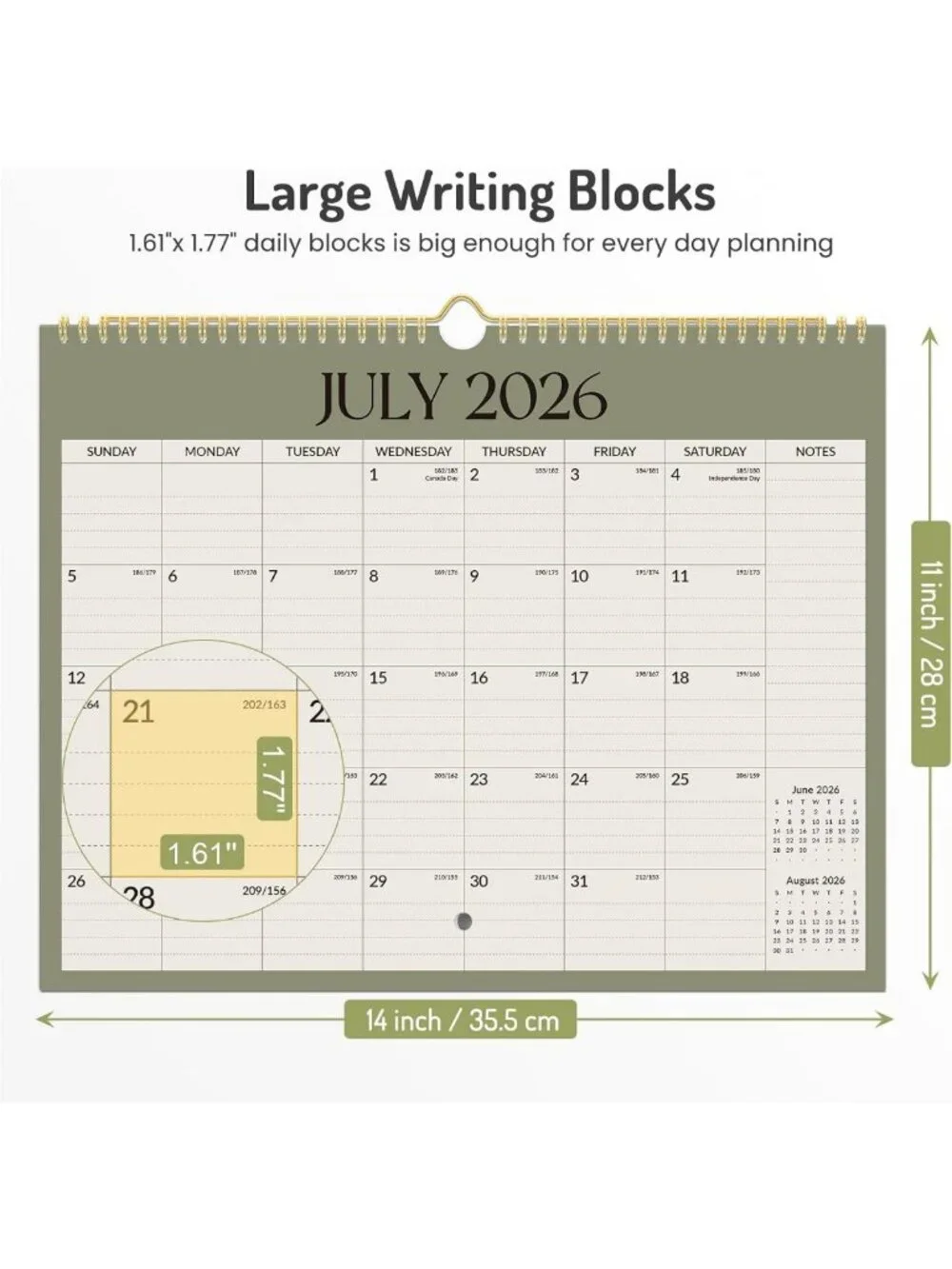 2026-2027 Wall Calendar, 21-Month Planner, Large 14.7” x 11.5” Size